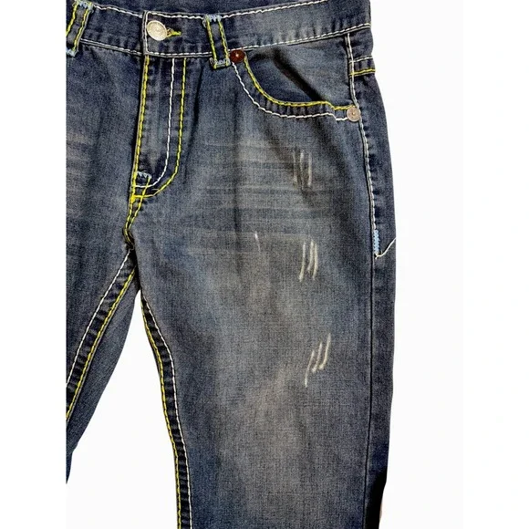 True‎ Religion Y2K Denim Jeans 36 Multicolor Billie Rope Stitch Straight Leg
